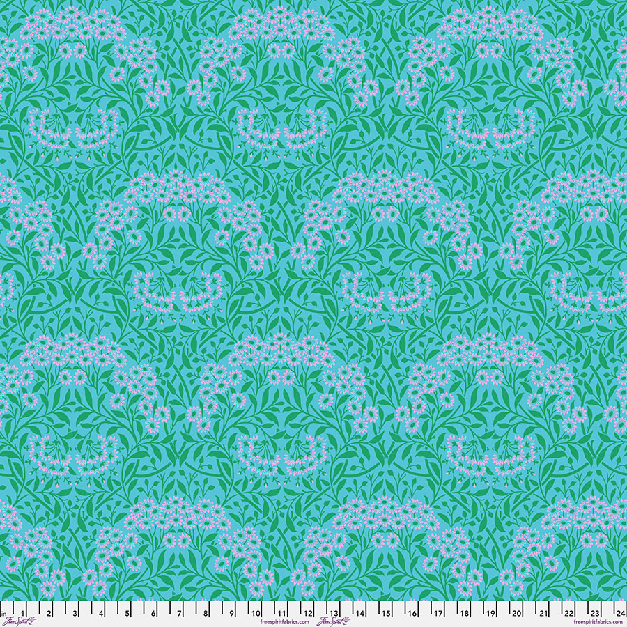 Lawn: Michaelmas Daisy - Aqua || Kaffe x Morris & Co