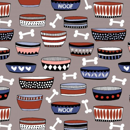 Clearance Playful Pups Taupe Bowls
