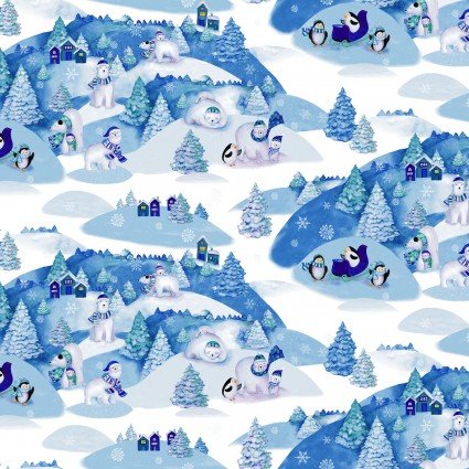 Clearance Snowville Winter Toile Blue