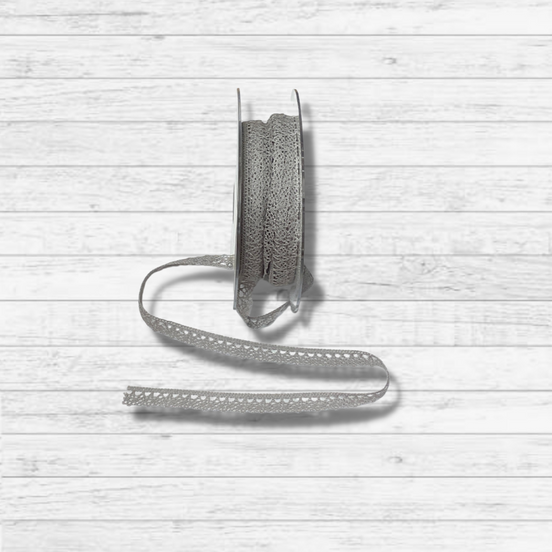 Frou Frou Crochet Lace 12mm Grey