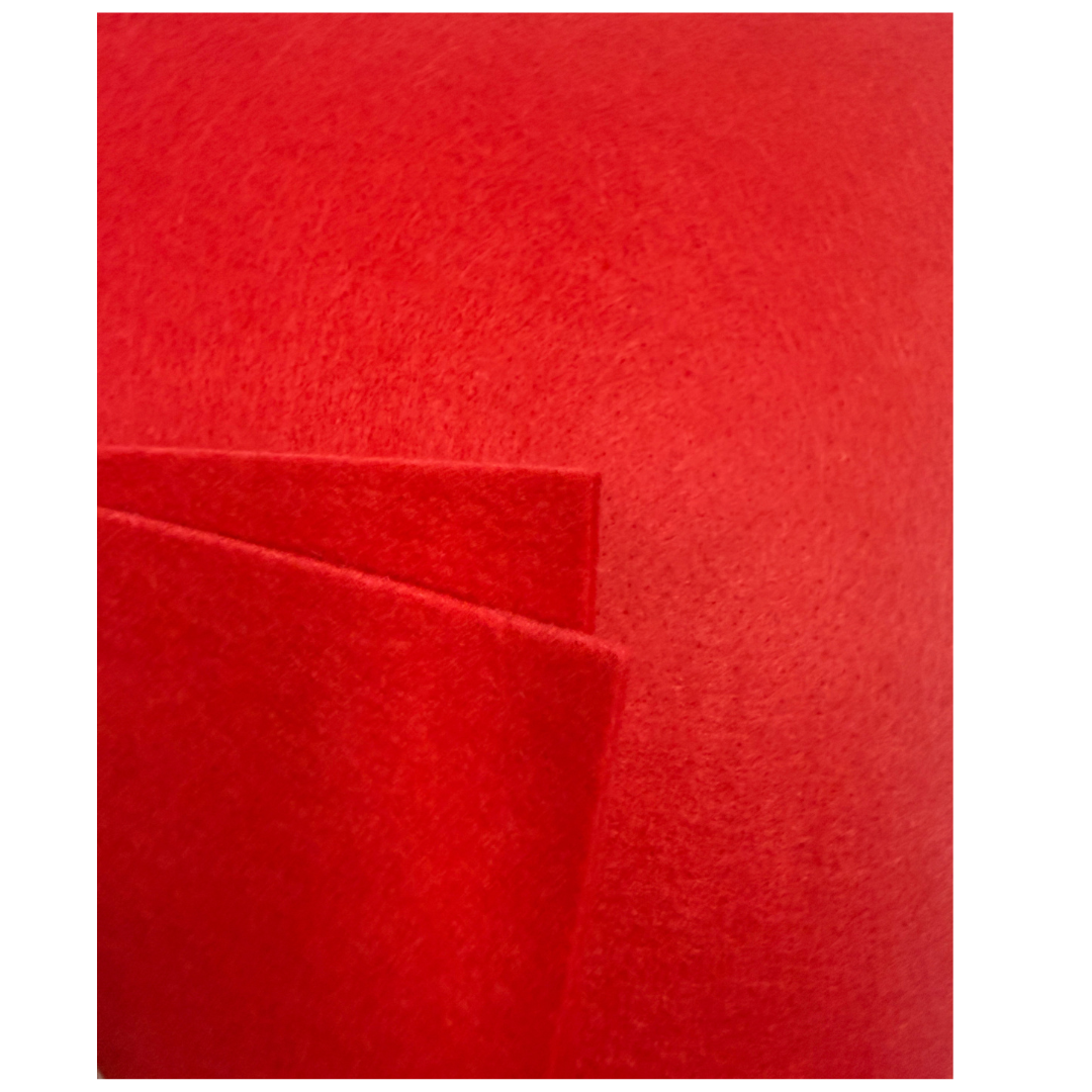 Red felt fabric with a textured surface