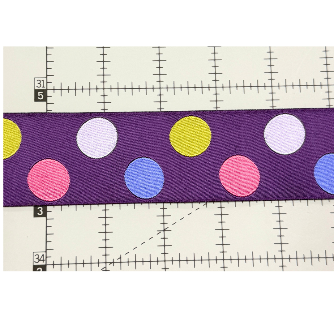 Renaissance Ribbons Purple with Polka Dots Green and Blue