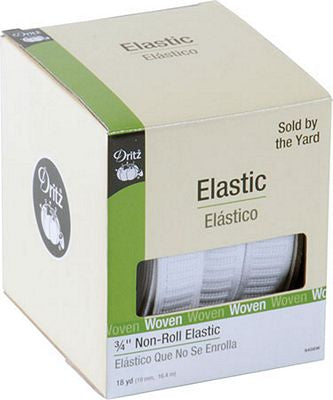3/4in White Flat Non-Roll Elastic