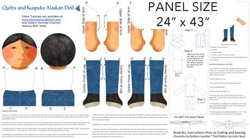 Pattern panel for creating a Kuklinska doll with measurements and color options.