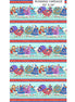 Berry Pickers Striped Border Turquoise Multi