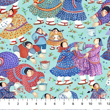 Berry Pickers Turquoise Multi