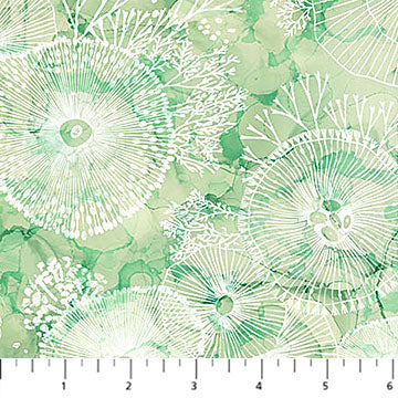 Deep Blue Sea Flowers Lt Green Multi