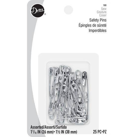 Dritz Pins Nickel 25ct Assorted Sizes