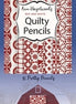 Packaging of Quilty Pencils with a barn and quilt design on a blue background