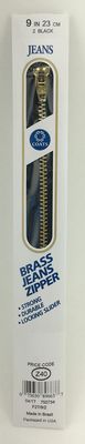 Brass Jeans Zipper 9" Black