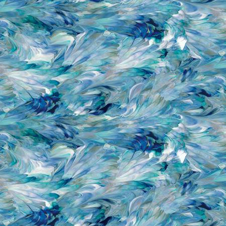 Blue Teal Fluidity 108" Wide Back