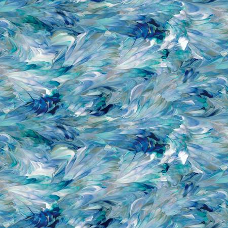 Blue Teal Fluidity 108" Wide Back