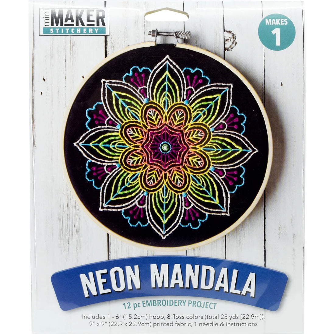 Neon Mandala Hand Embroidery Kit