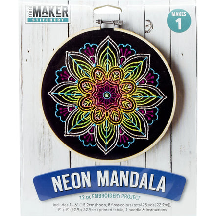 Neon Mandala Hand Embroidery Kit
