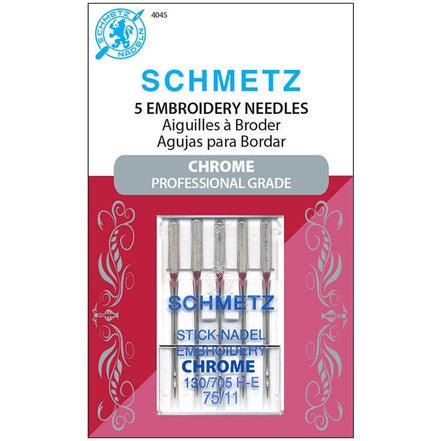 Schmetz Chrome Embroidery Needle 75/11 5pk