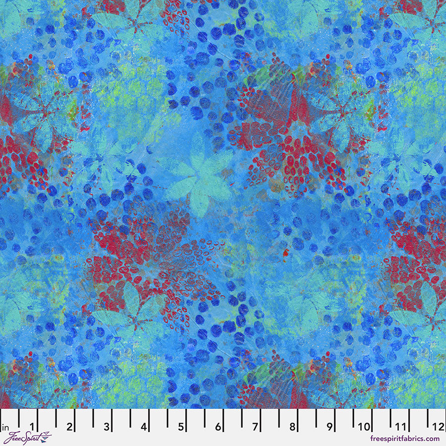 Sue Penn Wide Back Flowery - Blue || Celebrate! Minky