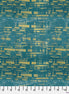 Textile pattern with geometric design on a teal background