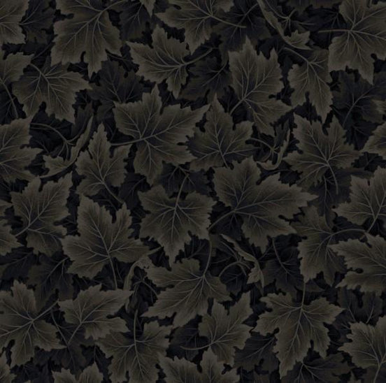 Kona Bay Charcoal Tonal Maple Leaves
