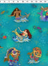 Oceania Digital Mermaids Teal Gold Metallic
