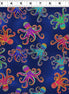 Oceania Digital Octopus Navy Blue Gold Metallic