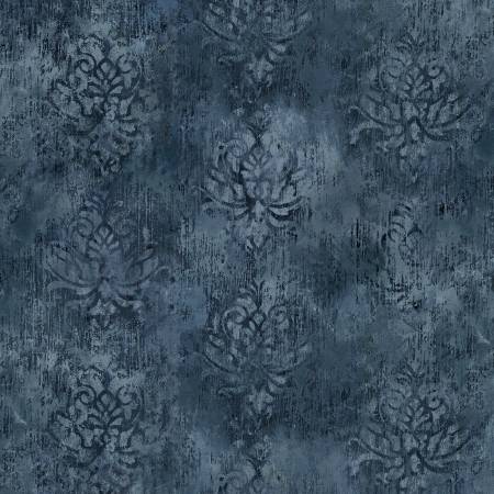 108" Palazzo - Distressed Damask Dark Teal
