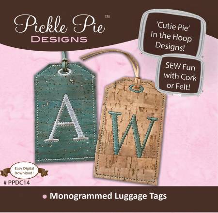 Clearance Pickle Pie Monogrammed Cork Luggage Tags
