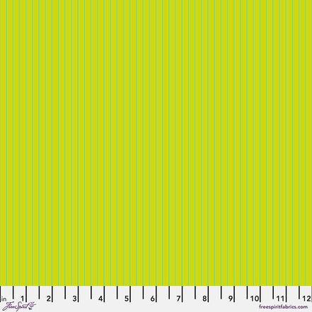 Fabric swatch with vertical  aqua stripes on a lime background