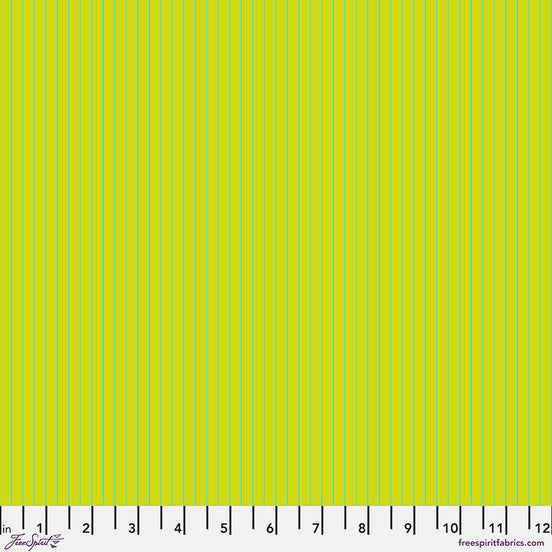 Fabric swatch with vertical  aqua stripes on a lime background