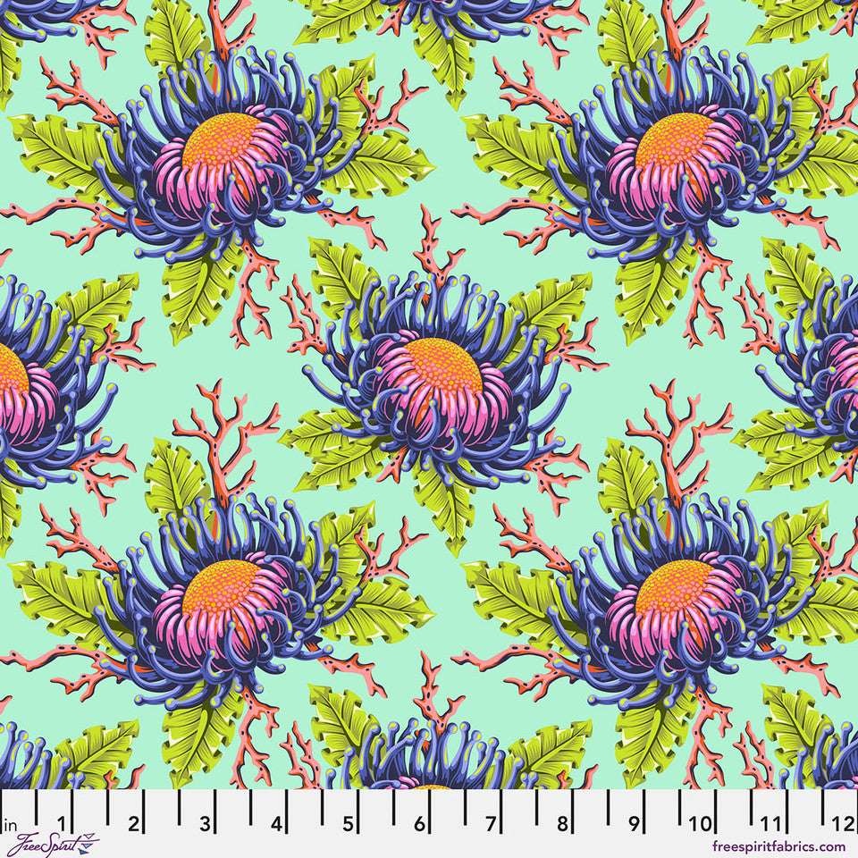 Tula Pink Floral Reef Friends & Anemones - Seafoam