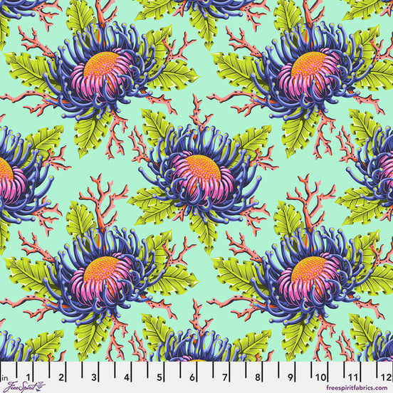 Tula Pink Floral Reef Friends & Anemones - Seafoam