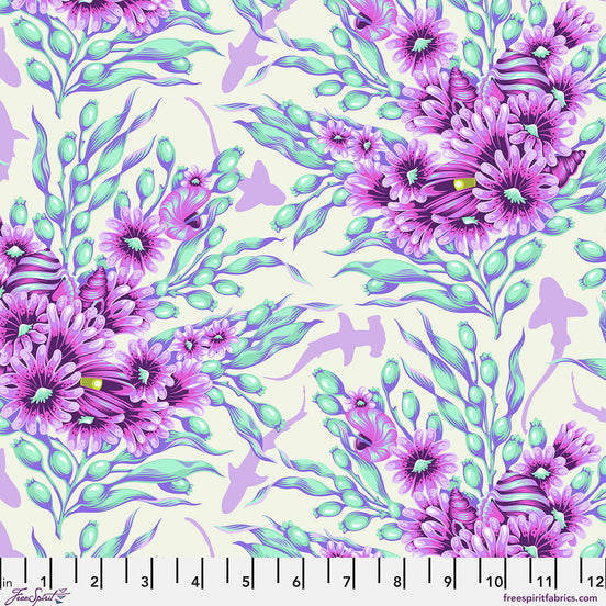 Tula Pink Floral Reef Shadow Sharks - Ultraviolet