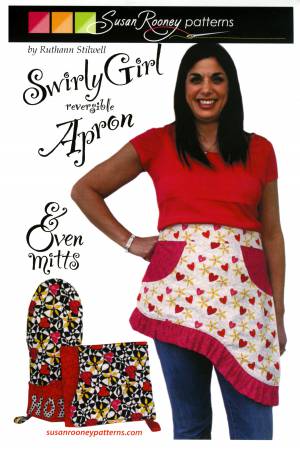 Susan Rooney Patterns Swirly Girl Reversible Apron& Oven Mitts