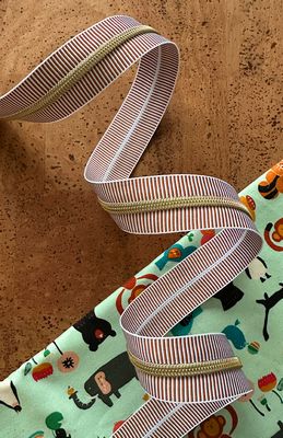 Earth Stripe Zipper Tape with Gold Teeth