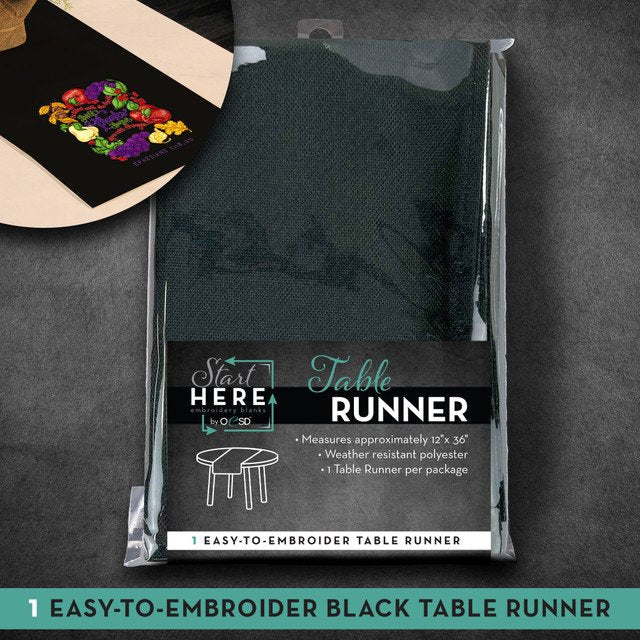 Easy To Embroider Table Runner - Black
