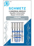 Schmetz universal needles packaging with branding and product details.