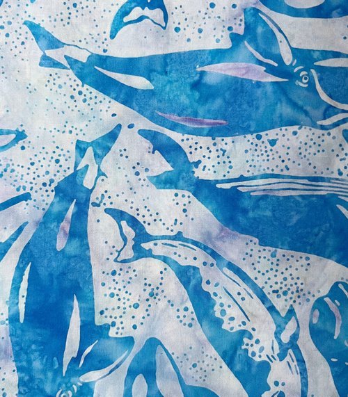 Bali Batik Custom Alaska Whales Aqua