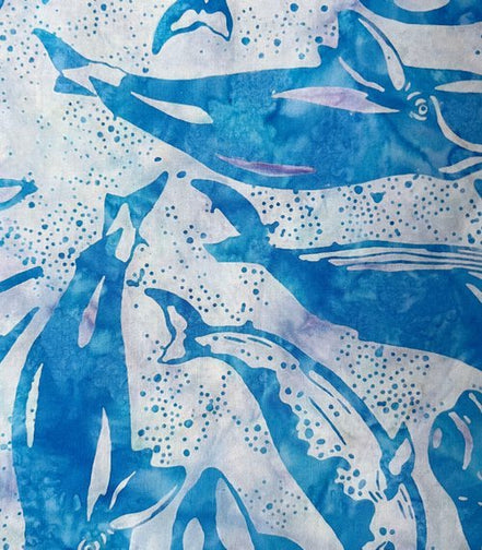 Bali Batik Custom Alaska Whales Aqua