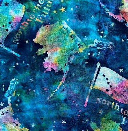 Bali Batik Custom Alaska North To the Future Flag Aquamarine