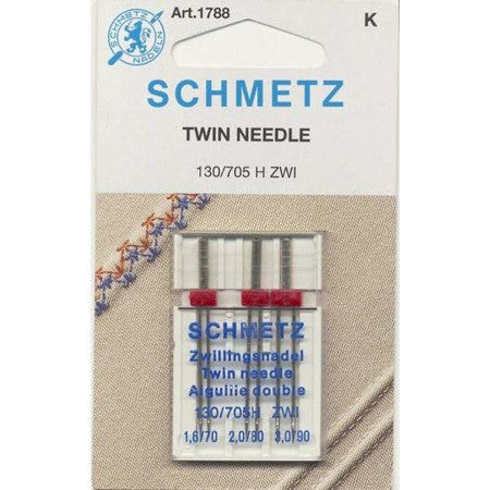 Schmetz Twin Machine Needle Assorted Sizes 1.6mm/70 2mm/80 & 3mm/90
