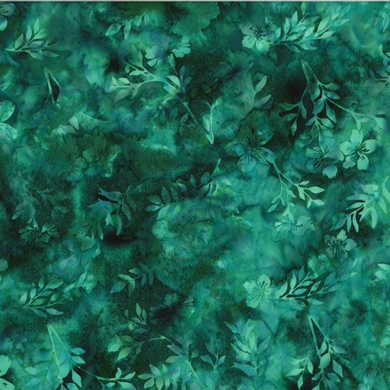 Hoffman Bali Batik Leafy Floral Veridian