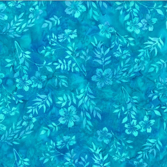 Hoffman Bali Batik Leafy Floral Seasalt