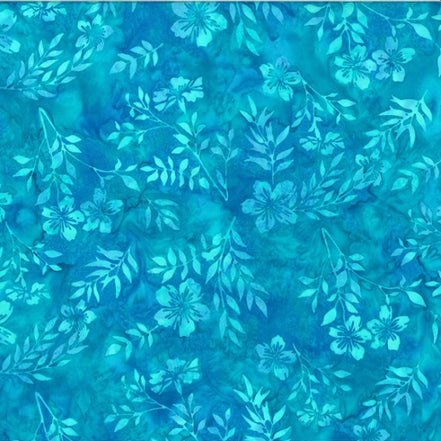 Hoffman Bali Batik Leafy Floral Seasalt