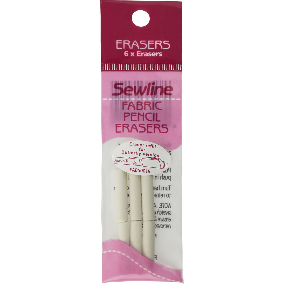 SewlineFabric Erasers - short6 count