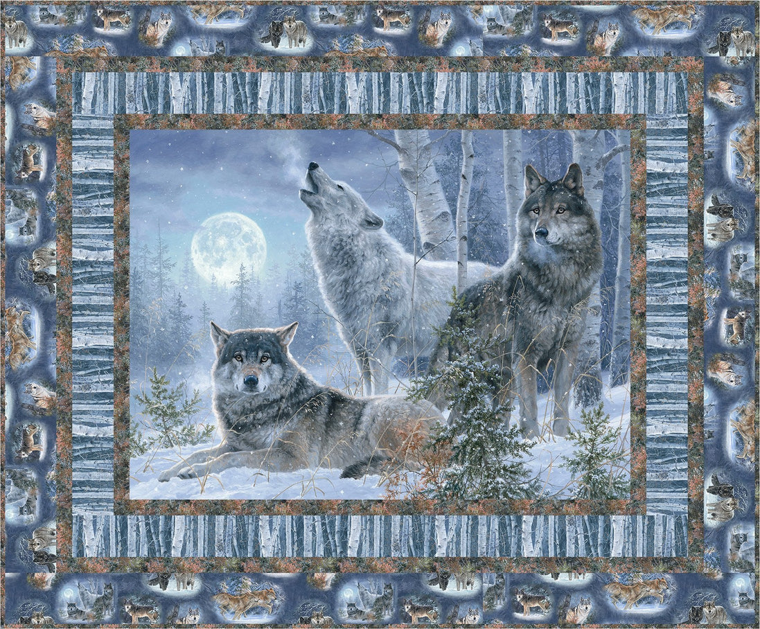 Under the Moonlight Wolf Quilt 49" x 59"