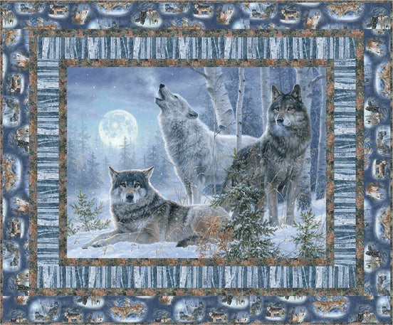 Under the Moonlight Wolf Quilt 49" x 59"