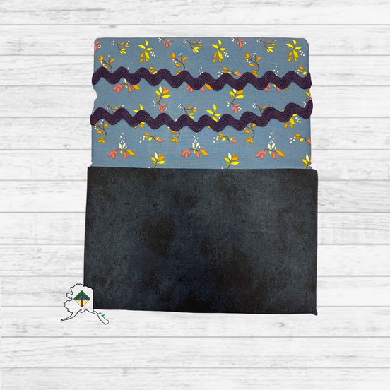 Kuspuk Fabric Kit 3-yds Plus - Blue Leaf/Navy/Navy Trim