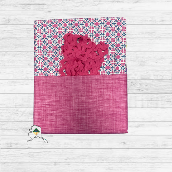 Kuspuk Fabric Kit 3-yds Plus - Pink Floral Geometric/Pink/Pink Trim
