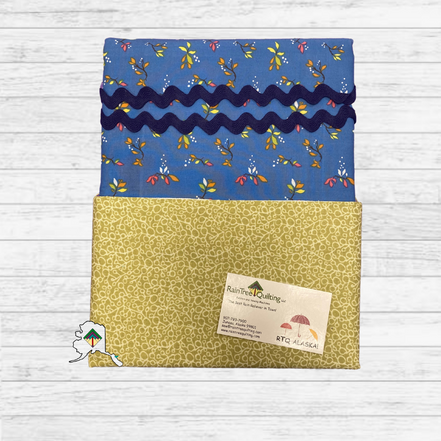 Kuspuk Fabric Kit 3-yds Plus - Blue Leaf/Green/Navy Trim