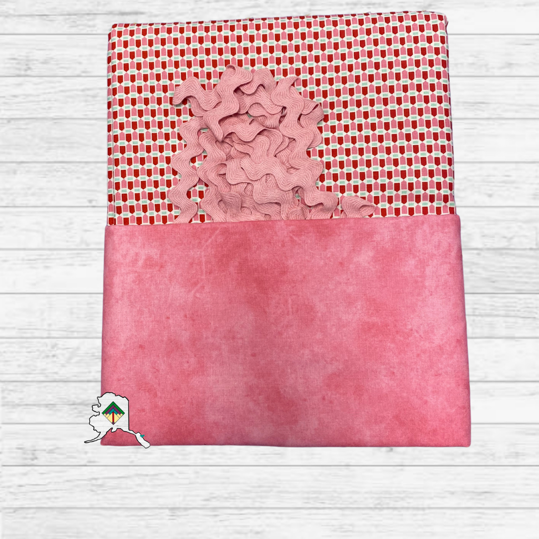 Kuspuk Fabric Kit 3-yds Plus - Pink Geometric/Pink/Pink Trim