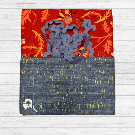Kuspuk Fabric Kit 3-yds Plus - Red Leaf/Blue/Blue Trim